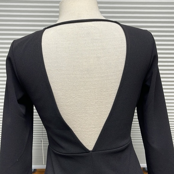 Express NWT Black 3/4 Sleeve Open Back Faux Wrap Dress Size Small - Picture 5 of 9